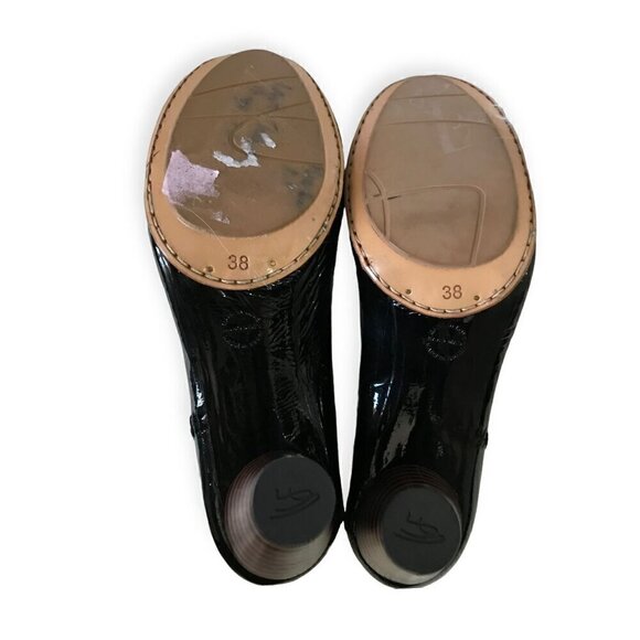 Georgina Goodman black crinkled patent loafer pumps,  38EU with round stripe hee - Picture 6 of 12